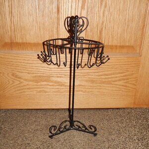 Black Metal Tabletop Jewelry Necklace Carousel Organizer Dresser Stand